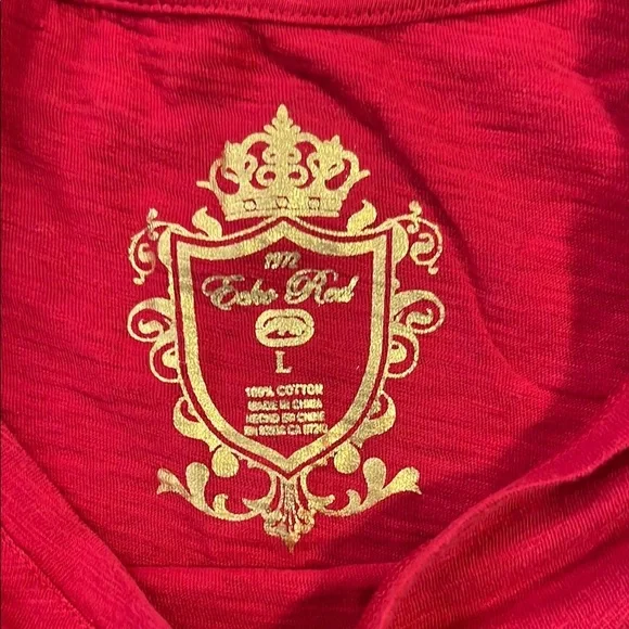 Red Black Short Sleeve T-Shirt Graphic Fitted Top - Picture 2 of 11